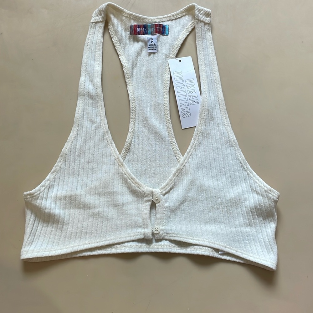 Urban Outfitters Ivory Cropped Tank Top